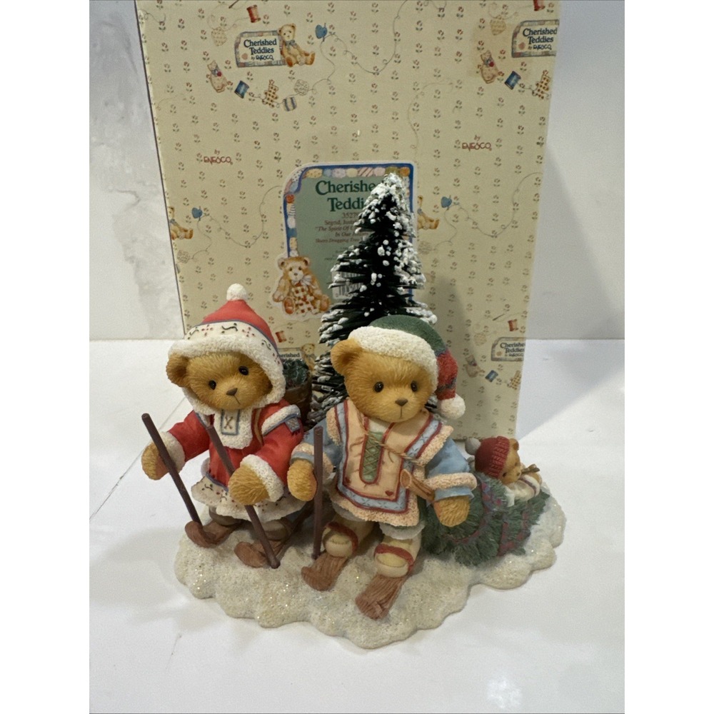1998 Cherished Teddies Segrid Justaf Ingmar Figurine 352799 Skiers Christmas